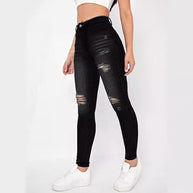 Damen Skinny Jeans im modischen Destroyed-Look mit hohem Taillenbund und komfortablem Stretch WW