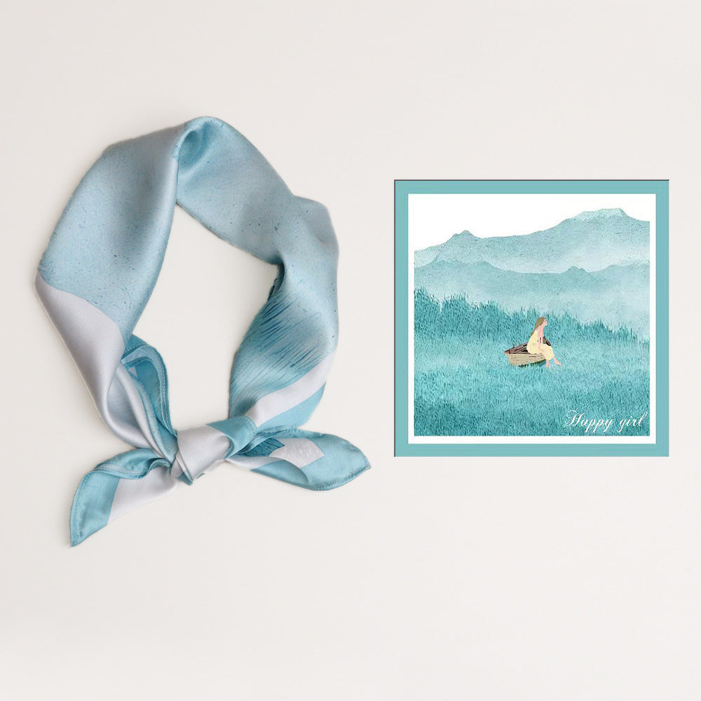 Damen Seidenschal mit modernem grafischen Design und luxuriösem Glanz WW