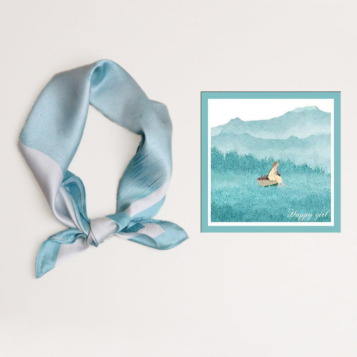 Damen Seidenschal mit modernem grafischen Design und luxuriösem Glanz W&W Mode