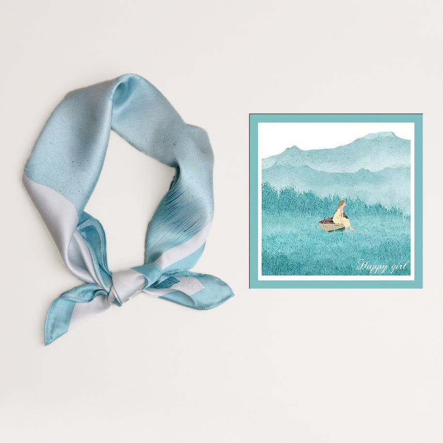 Damen Seidenschal mit modernem grafischen Design und luxuriösem Glanz WW