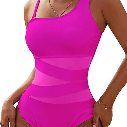 Damen Sportlicher Badeanzug mit einzigartigen Mesh-Einsätzen WW