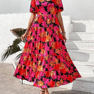 Damen Maxikleid mit Rüschendesign und floralem Muster WW