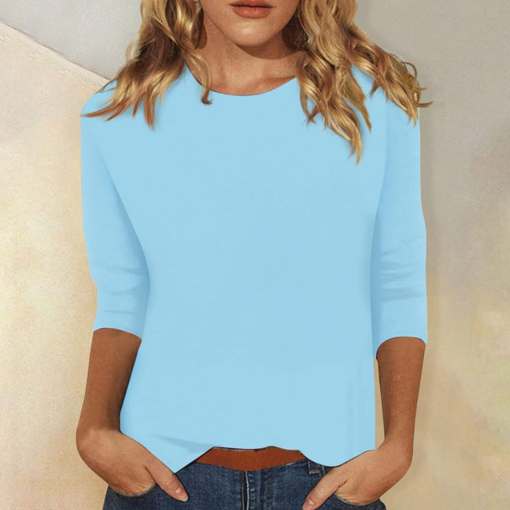 Damen lässiges Oberteil mit eleganten 3/4-Ärmeln und geschwungenem Saum W&W Mode