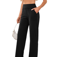 Damen bequeme Freizeithose mit seitlichen Taschen und elastischem Bund WW