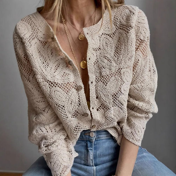 Damen Strickbluse mit filigranem Muster WW