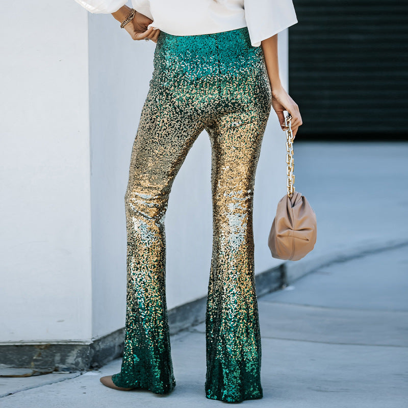 Damen Glitzernde Schlaghose mit luxuriösem Pailletten-Muster WW