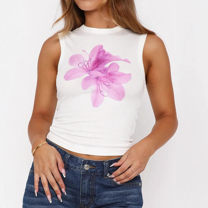 Damen Crop-Top mit floralem Print und figurbetontem Schnitt W&W Mode