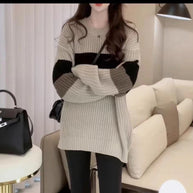 Damen Lässiger Strickpullover im modernen Blockdesign mit extra weitem Schnitt WW