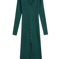 Damen Strickkleid mit fein strukturierter Rippoptik und eleganten Knopfdetails WW