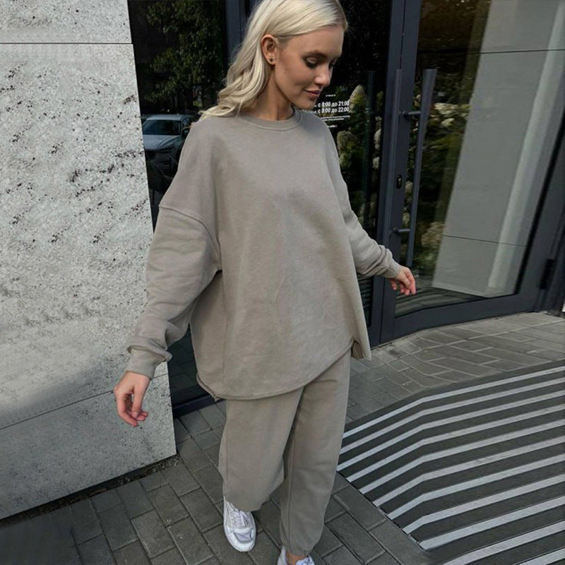Damen Bequemer Oversize-Sweatshirt- und Lounge-Hosen-Set WW