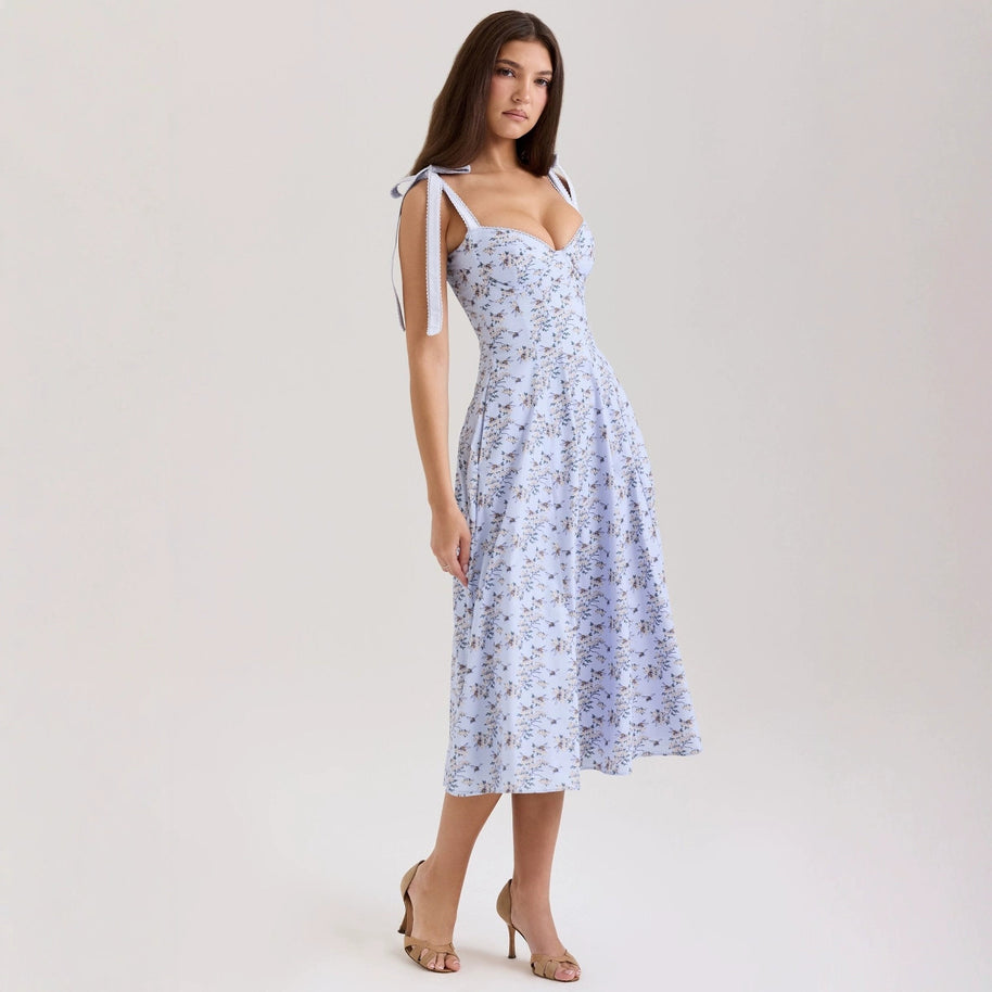 Damen Sommerliches Baumwollkleid mit schulterfreien Rüschen WW