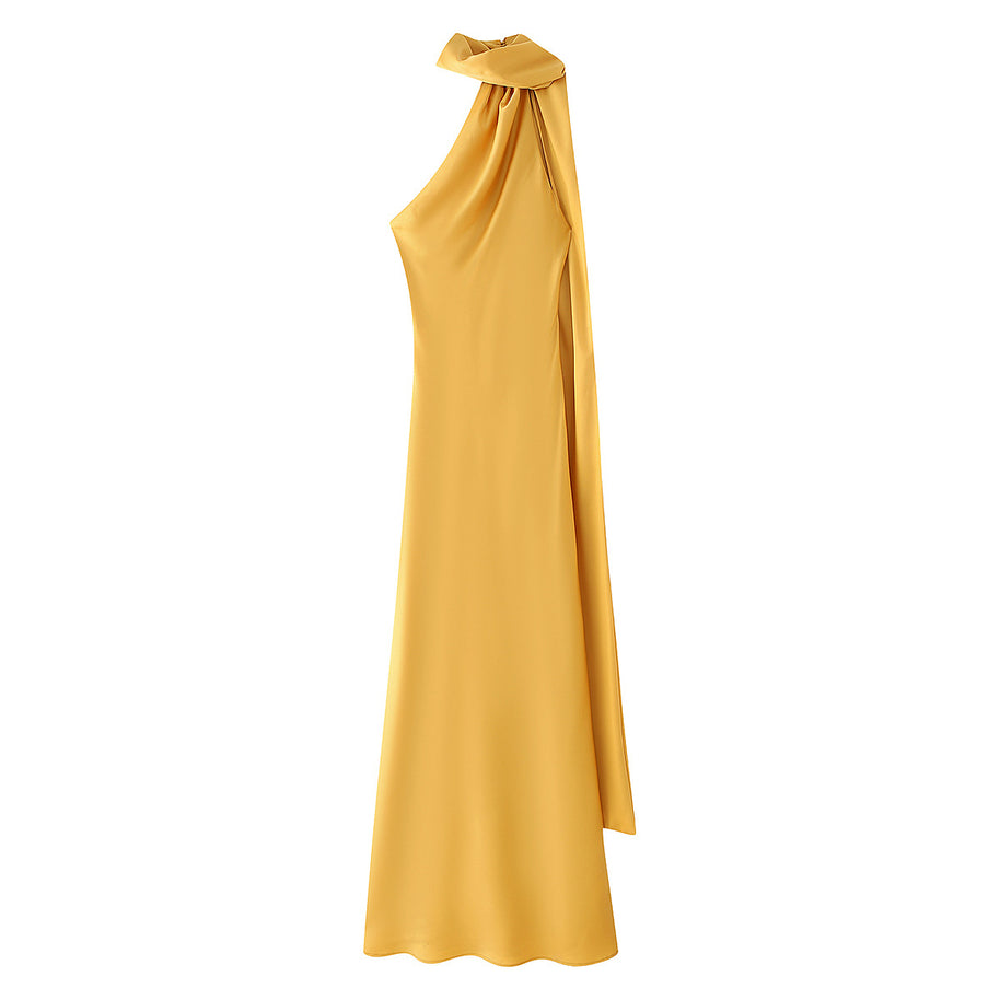 Damen elegantes Abendkleid mit einseitigem Cape und raffinierter Drapierung W&W