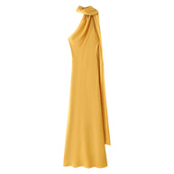 Damen elegantes Abendkleid mit einseitigem Cape und raffinierter Drapierung W&W