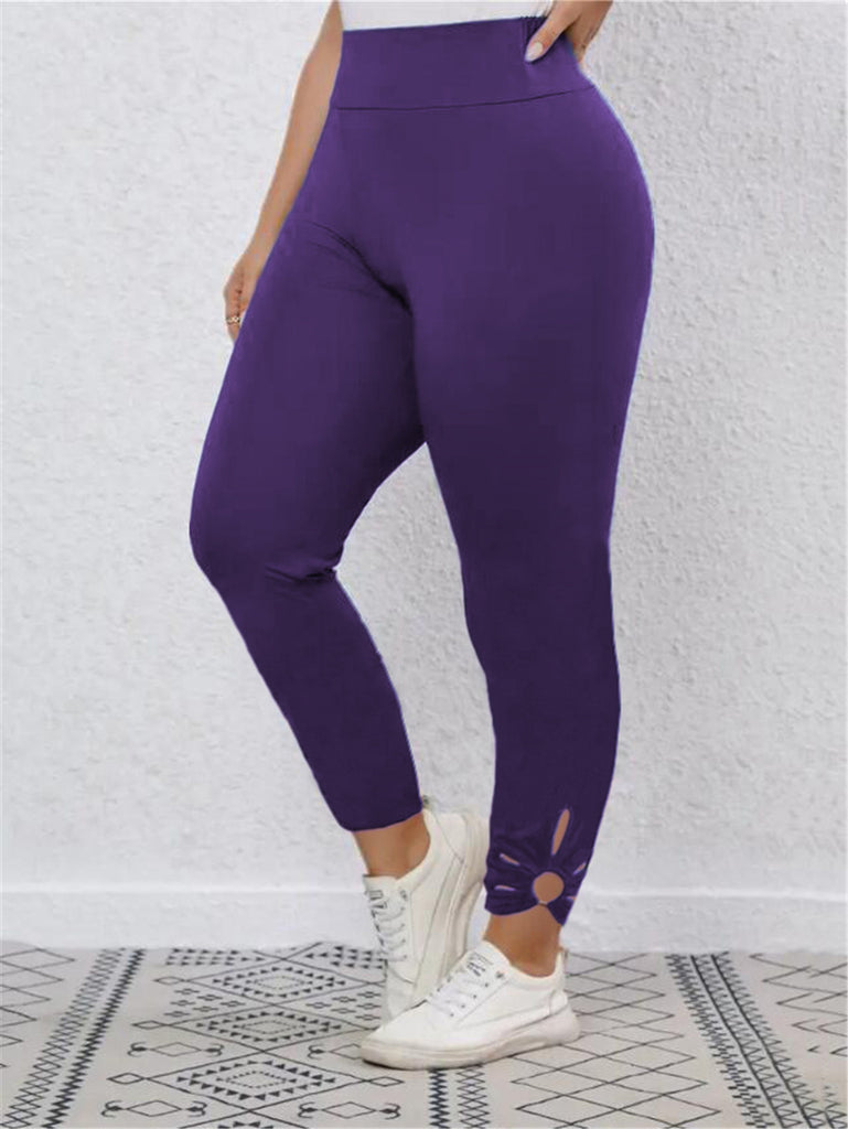 Damen Sportliche Leggings mit dekorativen Cut-Outs und hohem Bund WW