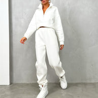 Damen Sportliches Freizeit-Loungewear-Set mit Stehkragen WW