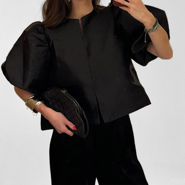 Damen Bluse mit voluminösen Puffärmeln und modernem Design WW