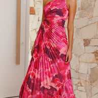 Damen Maxikleid mit raffiniertem Faltenwurf und asymmetrischem Design WW