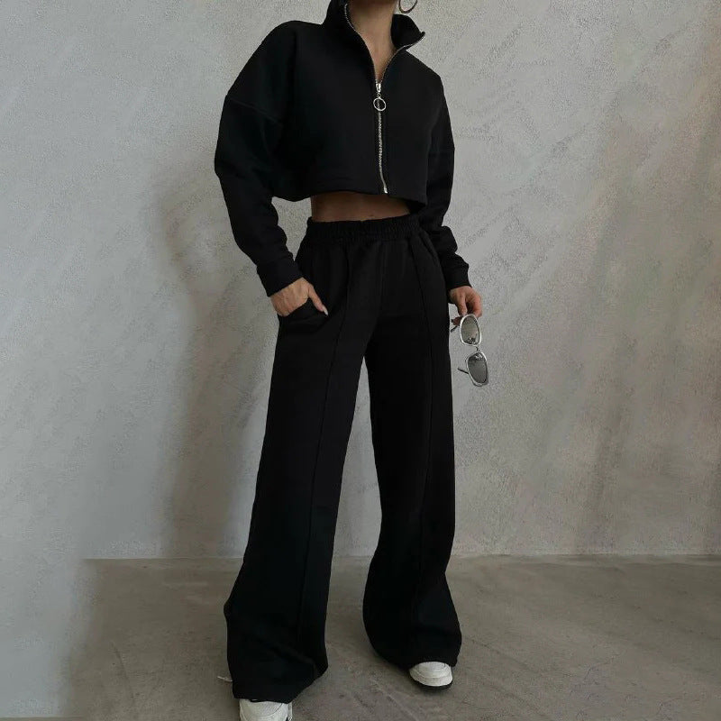 Damen Sportliches Loungewear-Set mit hohem Kragen WW