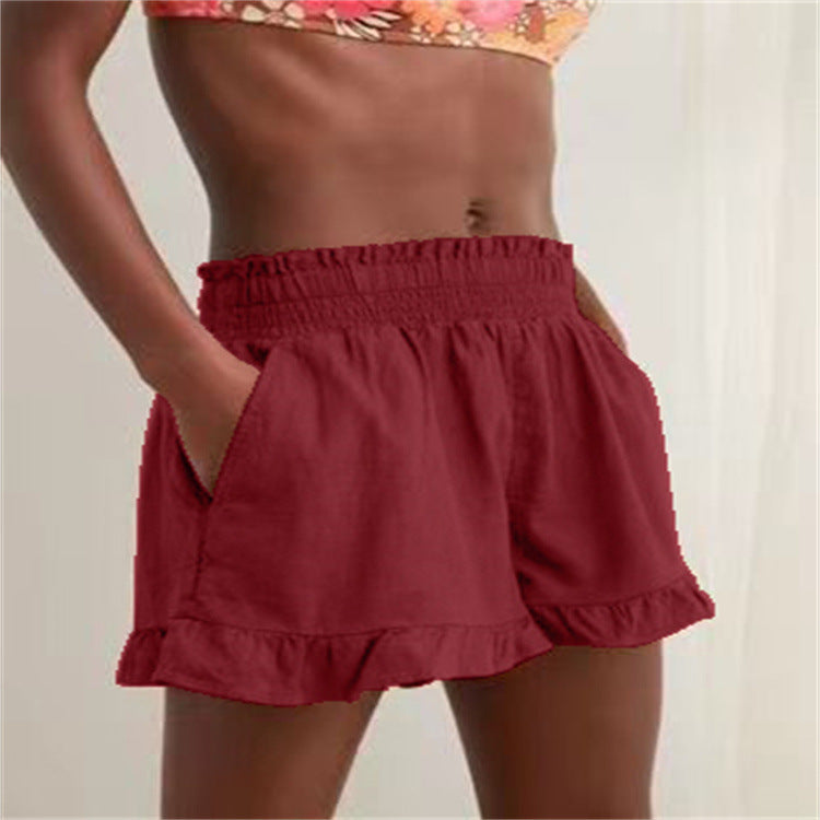 Damen Lockere Shorts mit Volant und Taschen WW