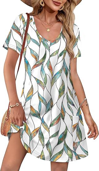 Damen Kurzarm Freizeitkleid WW