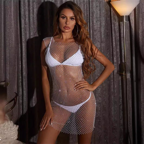 Damen sexy Netzkleid WW