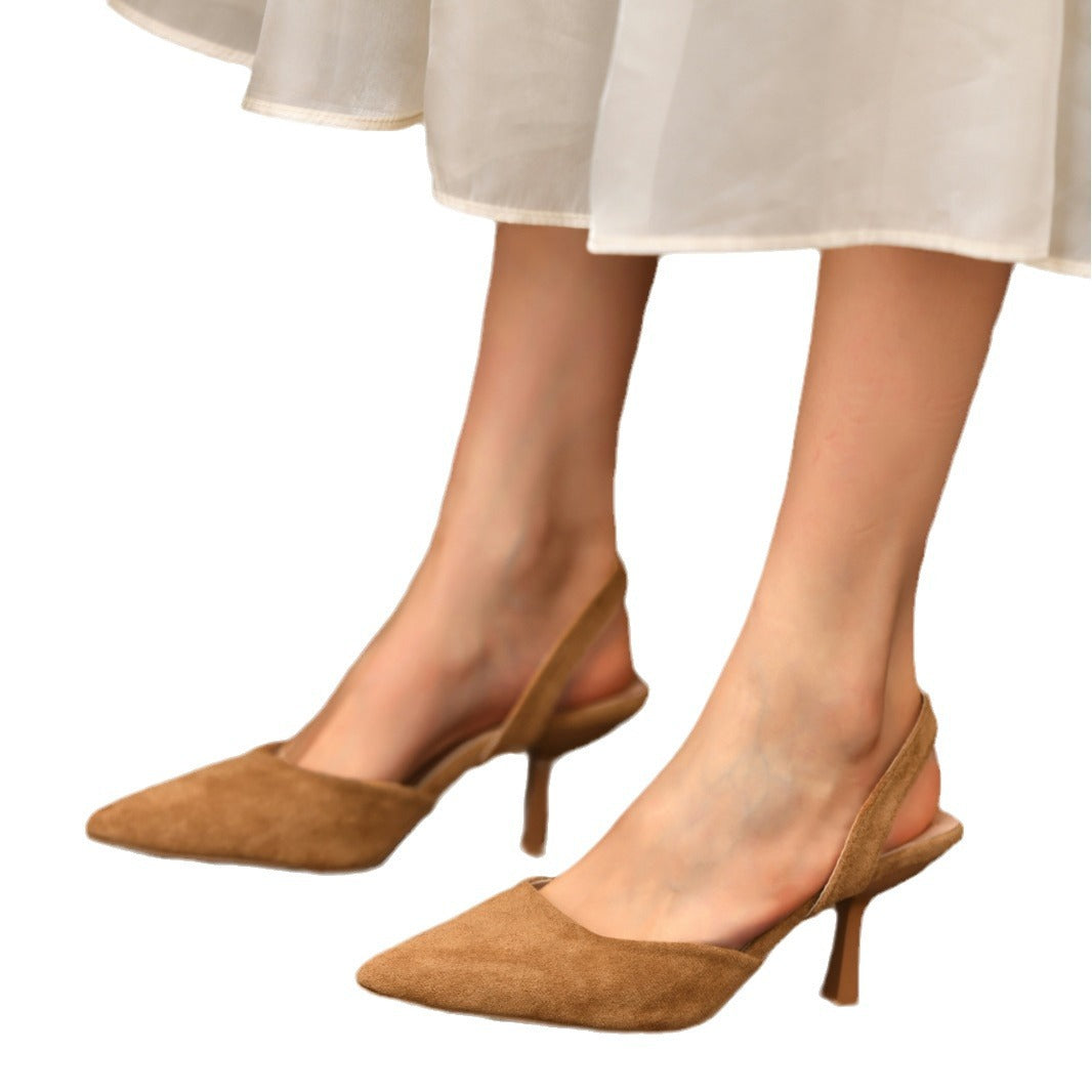 Damen Slingback-Pumps aus weichem Wildleder mit elegantem Spitzendesign und rutschfester Sohle WW