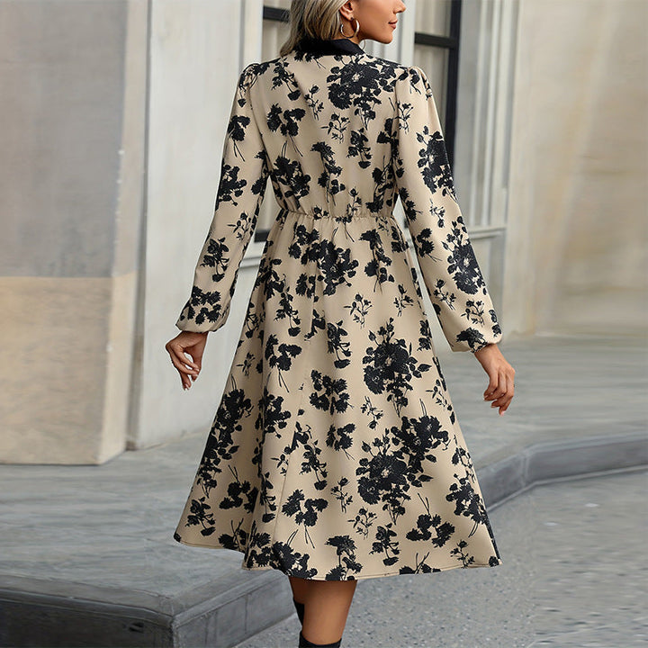 Damen elegantes Midi-Kleid mit Blumenmuster und Schleifendetails W&W Mode