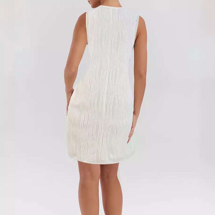 Damen ärmelloses Sommerkleid mit dekorativen Schleifen und leichtem Schnitt WW