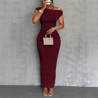 Damen Maxikleid mit asymmetrischem Schnitt und markanter Rippstruktur WW