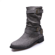 Damen Robuste Stiefel mit modischen Schnallen und lässigem Design WW