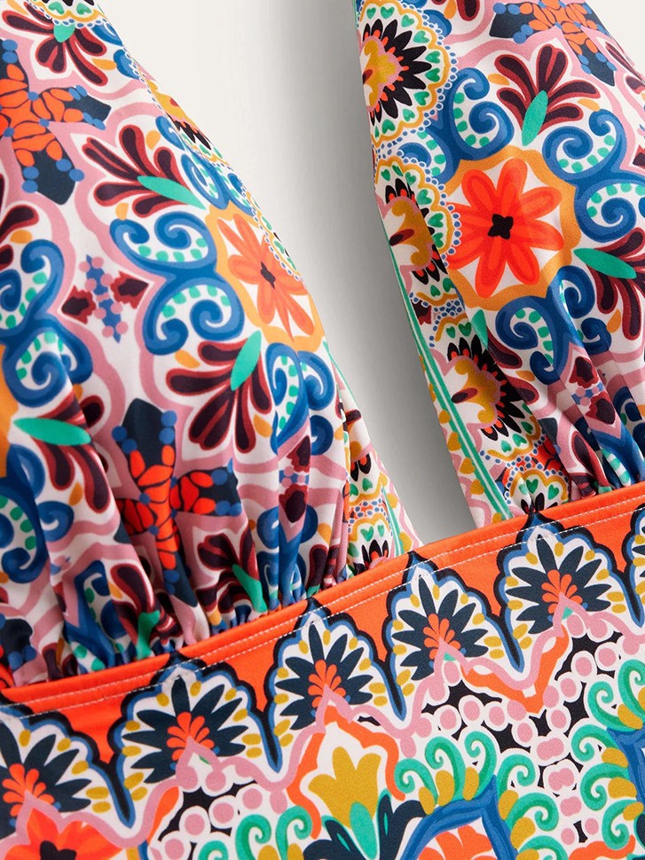 W&W Mode | Ethnischer Print Hochgeschnittener Halter Monokini Brasilianischer Einteiler Badeanzug