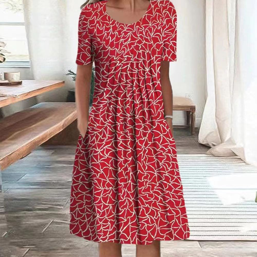 Damen Freizeitkleid mit floralem Design und praktischen Taschen WW