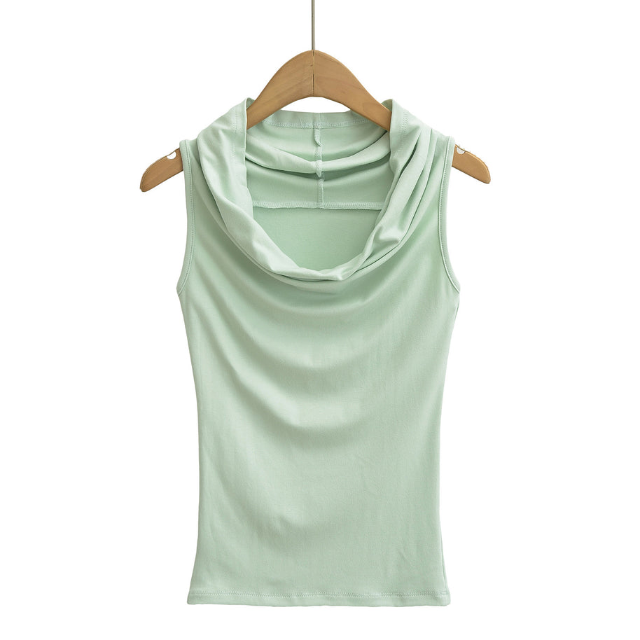 Damen ärmelloses Cowl-Top aus weichem, elastischem Material WW