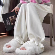Damen bequeme Palazzohose aus glänzendem Material WW