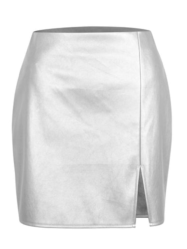 W&W Mode | Rosiedress Metallic Kunstleder Minirock