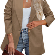 WW | Doppelreihiger Blazer mit Gerafften Ärmeln und Taschen