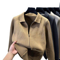 Damen Pullover mit strukturiertem Reißverschluss und klassischem Kragen WW