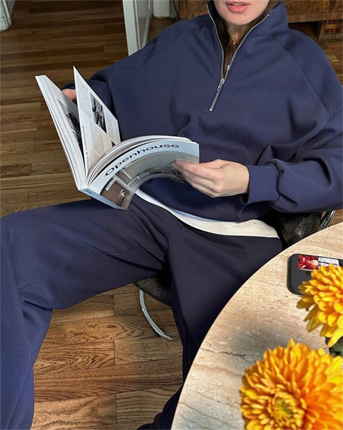 Damen Sportlicher Half-Zip Sweatpullover mit lockerem Schnitt und hochwertigen Materialien WW