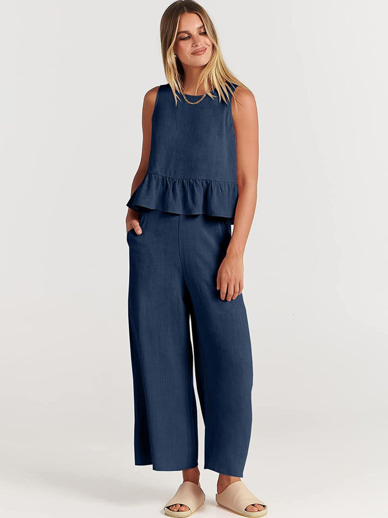 WW | Set aus Ärmelloser Bluse und Weitem Hosen