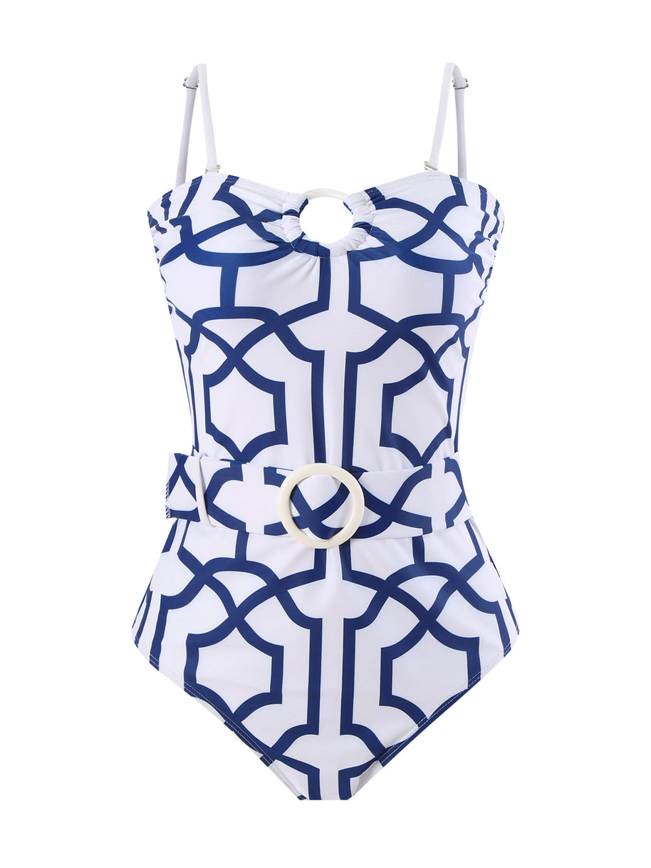 Damen Badeanzug mit elegantem Kimono und raffiniertem Gürtel WW