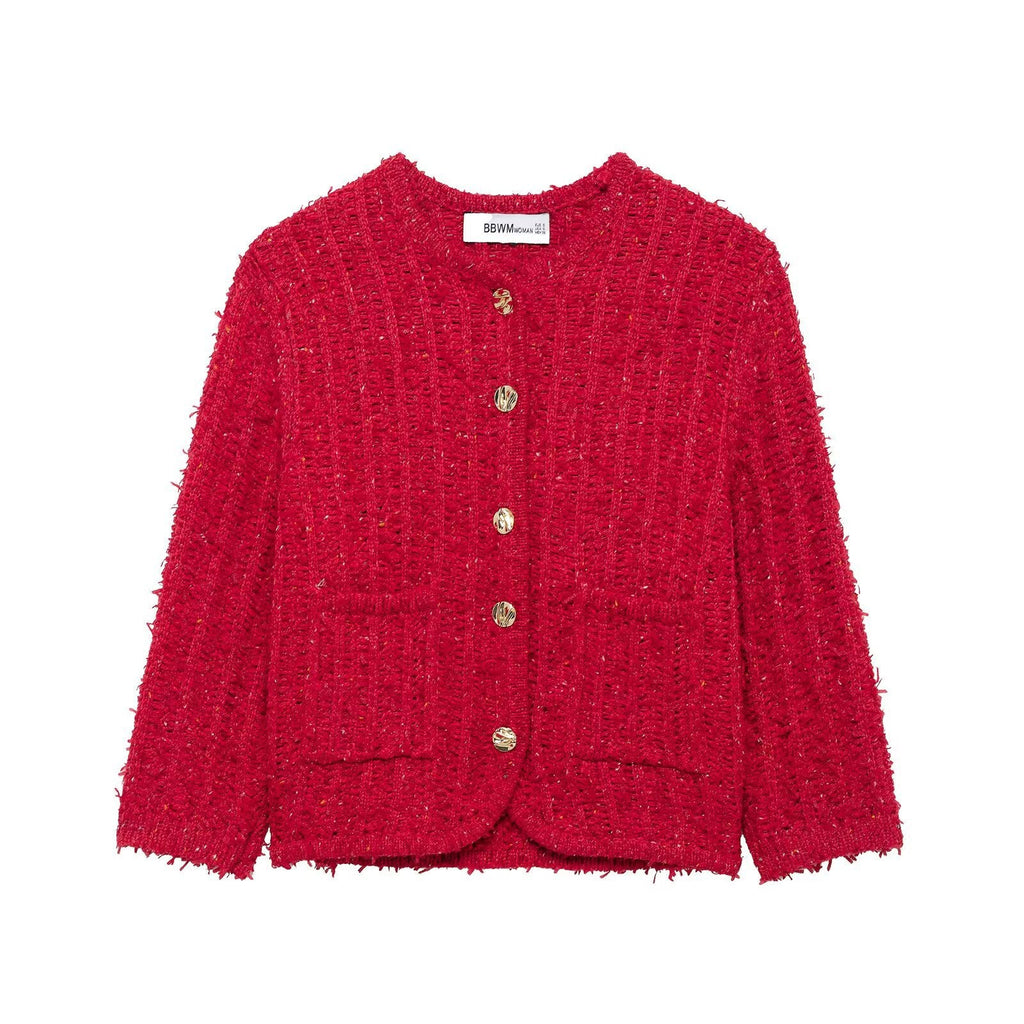 WW | Mode Rundhals Einreiher Strickmantel