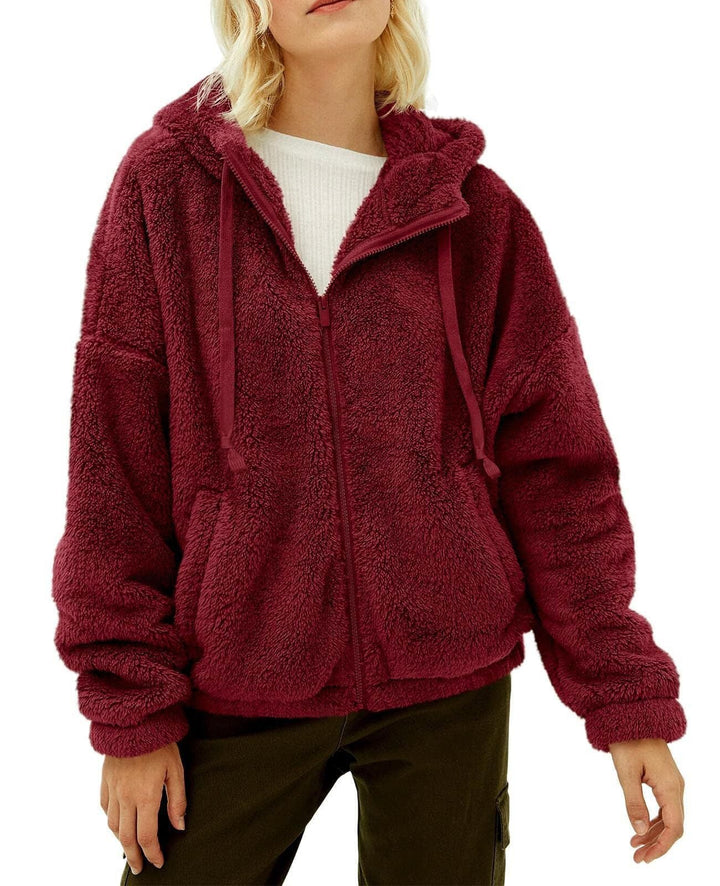 Damen Fleecejacke mit kuscheligem Innenfutter und praktischem Kapuzen-Design W&W Mode