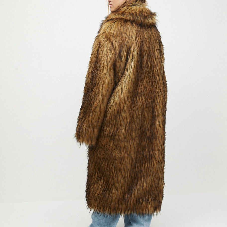 Damen Retro-Inspirierter Kunstpelzmantel WW