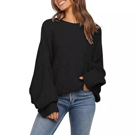 Damen Bequemer oversized Strickpullover mit weit geschnittenen Ärmeln WW