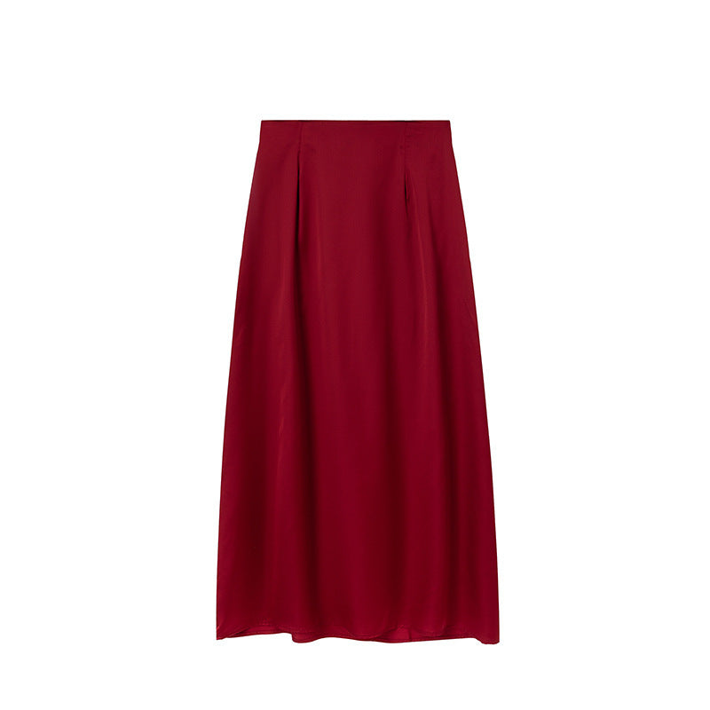 Damen Hochtaillierter Falten Maxi Rock WW