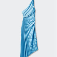 WW | One Shoulder Plissee Midi Kleid