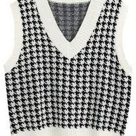 Damen Strickweste mit modernem Hahnentritt-Muster WW