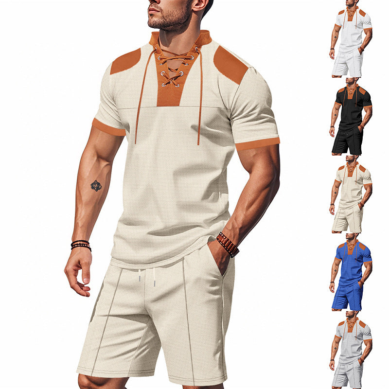 Herren Polo-Shirt mit einzigartigem Schnürdesign und passenden Shorts WW