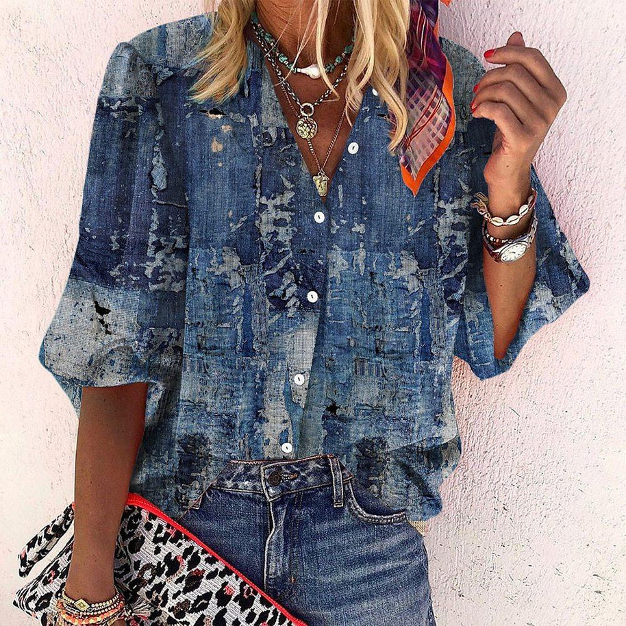 WW | Spitzenbestickte Boho Langarm Tunika Bluse