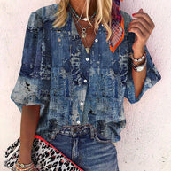 WW | Spitzenbestickte Boho Langarm Tunika Bluse